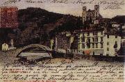 View at Dolce Acqua with the Borgho Antico the bridge over the Nervia and the Doria Castle Postcard Pierre Renoir
